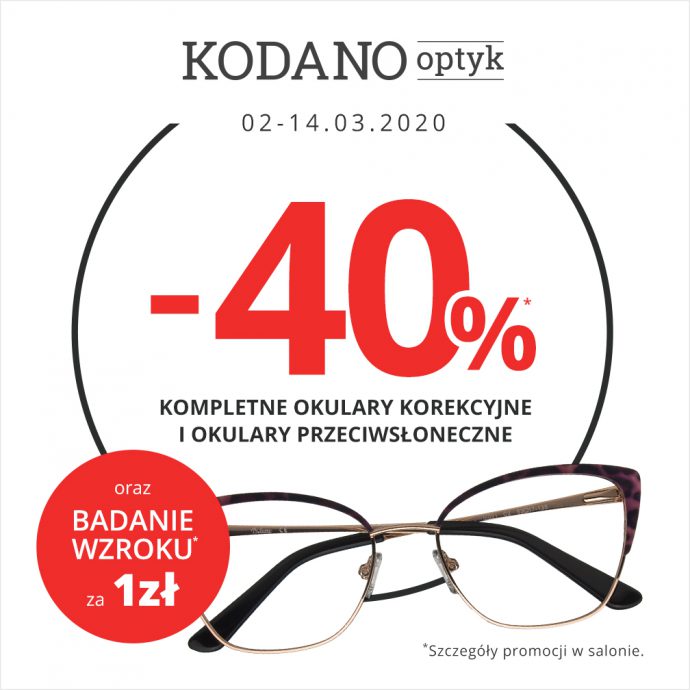 Kompletne okulary 40% taniej!