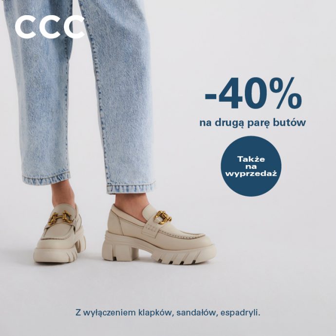 -40% na drugą parę obuwia w sklepach CCC!